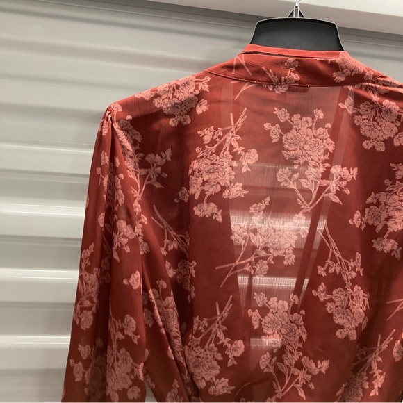 ANTONIO MELANI Burgundy Floral Wrap Blouse - Picture 8 of 11